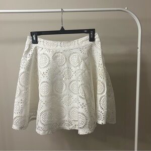 Chic White Eyelet Skater Skirt